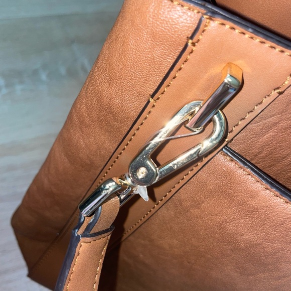 NWOT Calvin Klein Triple Compartment Reyna Tote in Caramel Color - Picture 2 of 16